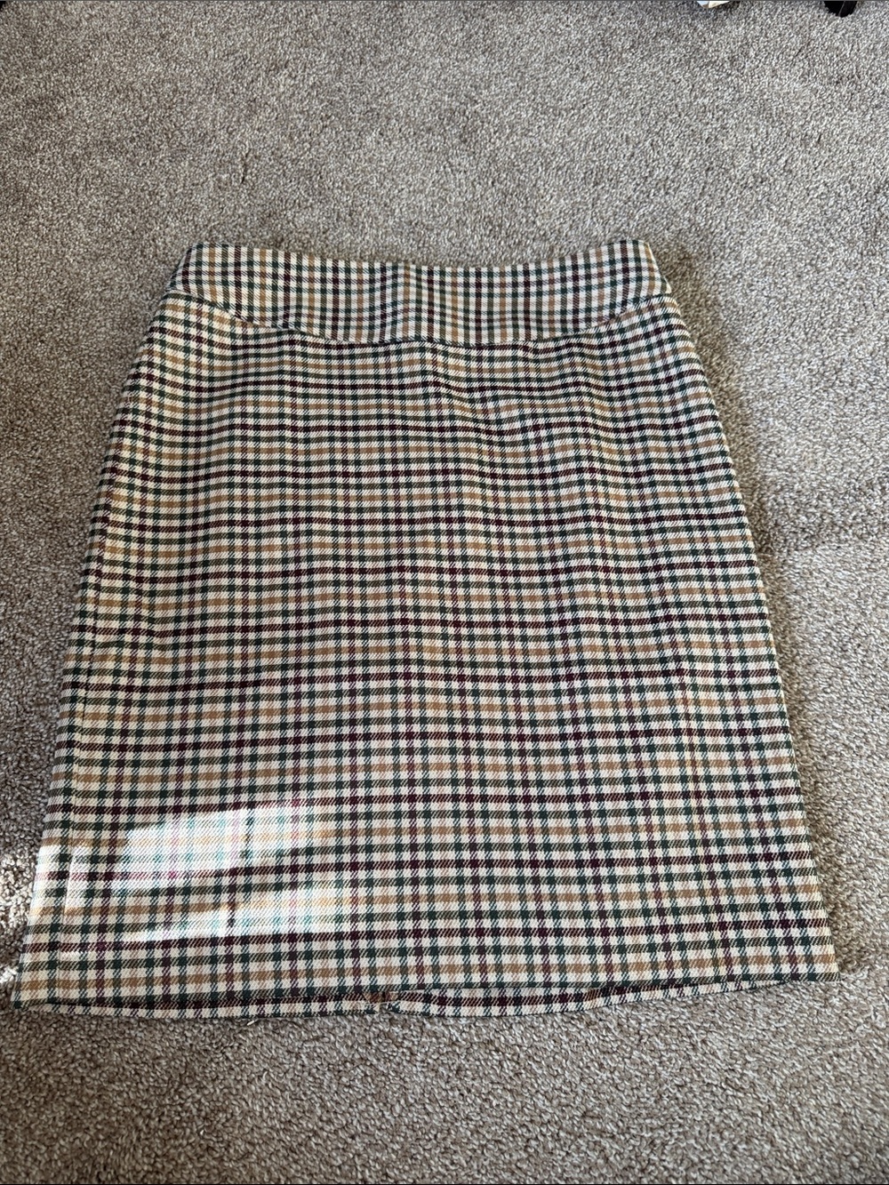 Tahari Classic Plaid Women's Skirt in Cream and Brown
